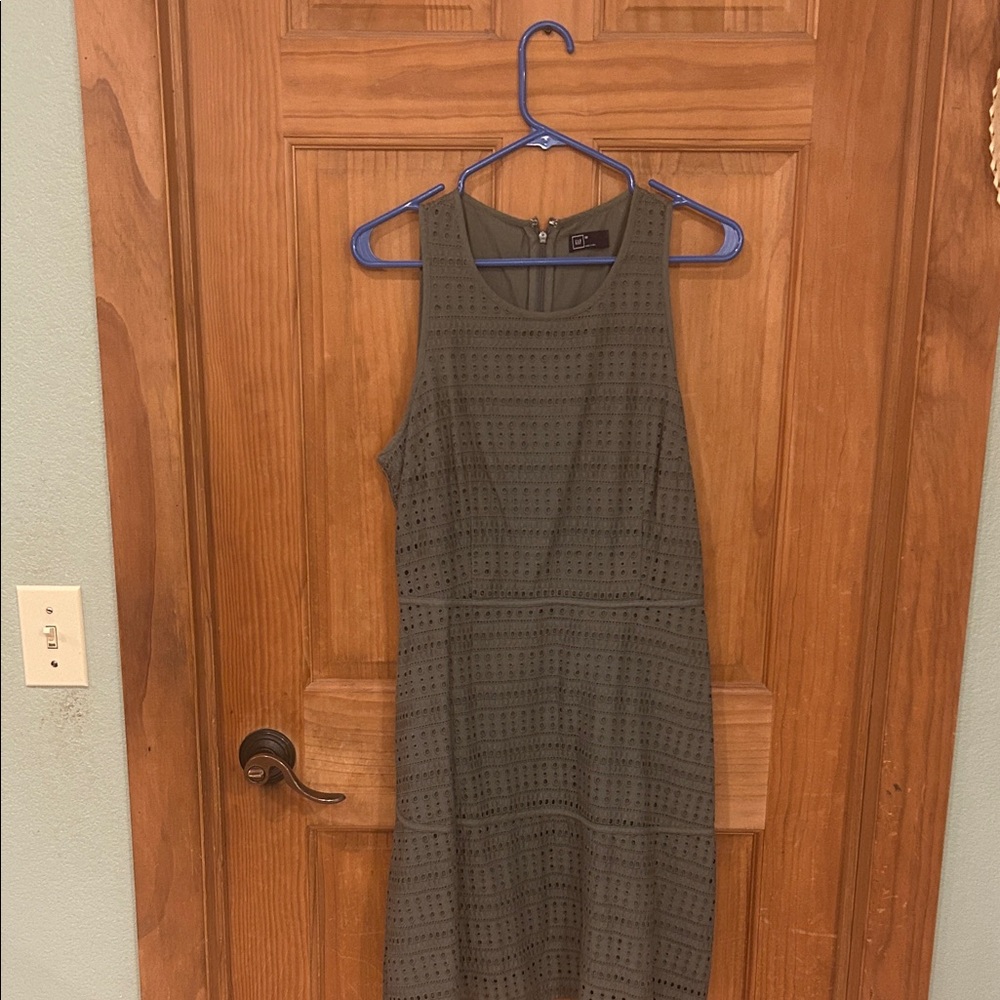 GAP Olive Green Sleeveless Eyelet Dress